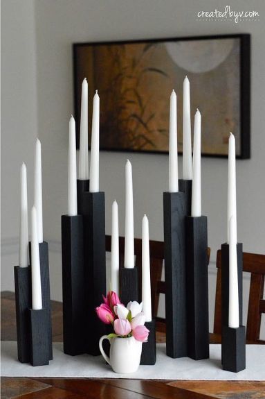 DIY Wooden Taper Candle Holders - DIY Wooden Taper Candle Holders -   15 diy Candles sticks ideas