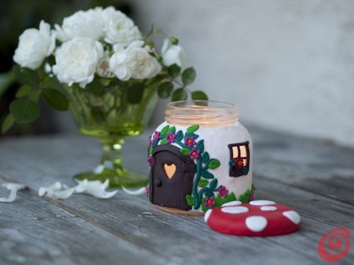 DIY Clay Jar Mushroom House Tea Light Holder - DIY Clay Jar Mushroom House Tea Light Holder -   15 diy House clay ideas