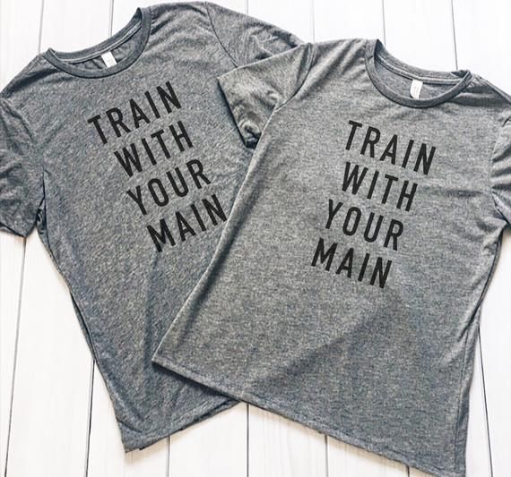 Train With Your Main, His and Hers, Couples Workout Shirts, Couples Gym Shirts, Couples Matching, Husband and Wife Shirts, Running Couple - Train With Your Main, His and Hers, Couples Workout Shirts, Couples Gym Shirts, Couples Matching, Husband and Wife Shirts, Running Couple -   15 fitness Couples with kids ideas