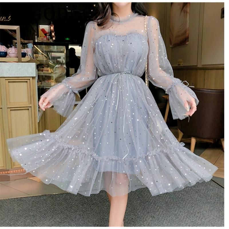 Best of Instagram Fashion- Shiny Sequined Gray Party Dress - Best of Instagram Fashion- Shiny Sequined Gray Party Dress -   15 style Korean dress ideas