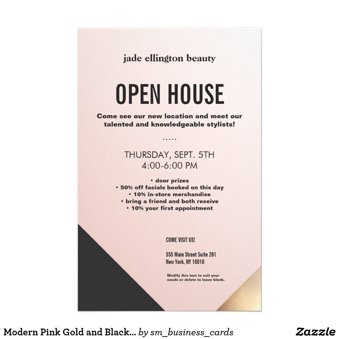 Modern Pink Gold and Black Colorblock Beauty Salon Flyer | Zazzle.com - Modern Pink Gold and Black Colorblock Beauty Salon Flyer | Zazzle.com -   16 beauty Design flyer ideas