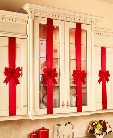 Set of 4 Cabinet Bows - Set of 4 Cabinet Bows -   16 diy Christmas Decorations kitchen ideas