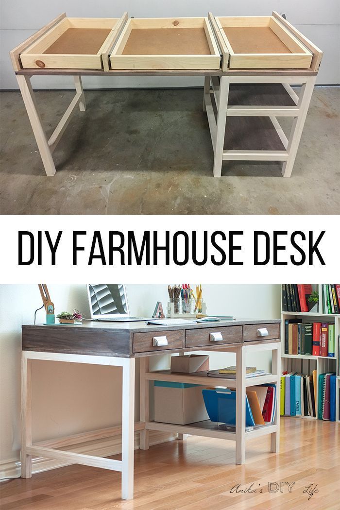 DIY Modern Farmhouse Desk (Plans and video) - DIY Modern Farmhouse Desk (Plans and video) -   16 diy Desk with drawers ideas