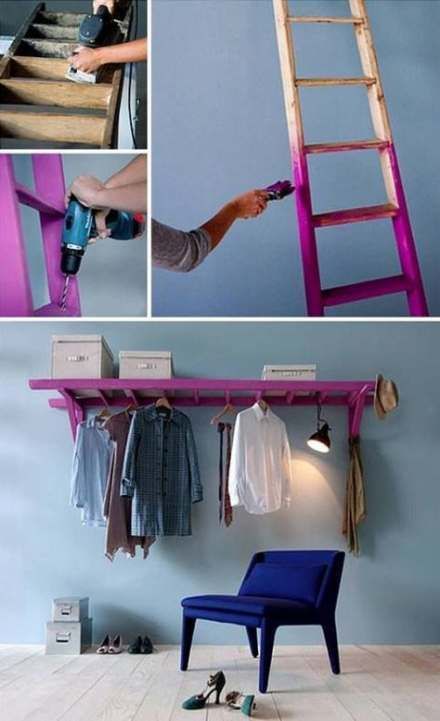 55 Trendy Clothes Rack Ladder Shelves - 55 Trendy Clothes Rack Ladder Shelves -   16 diy Shelves for clothes ideas