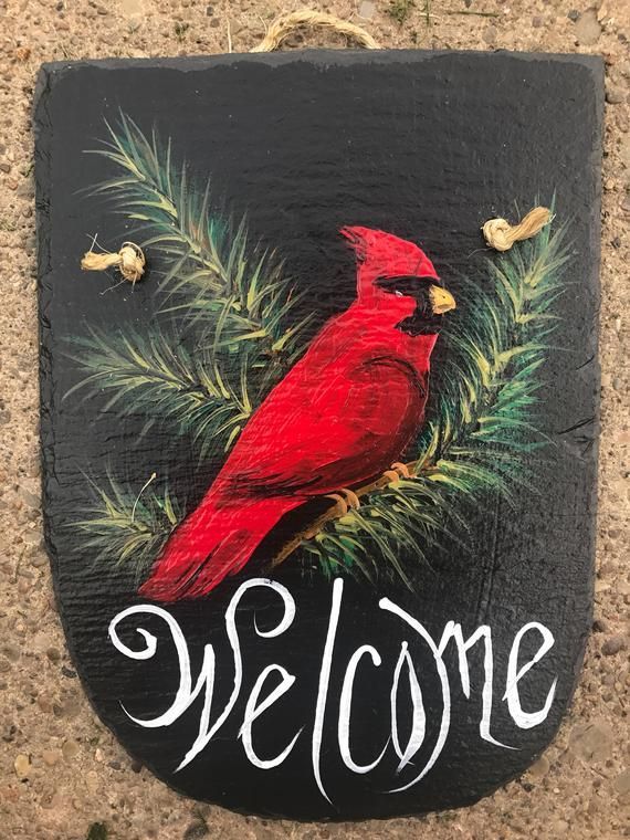 CARDINAL BIRD Hand Painted WELCOME Roofing 8