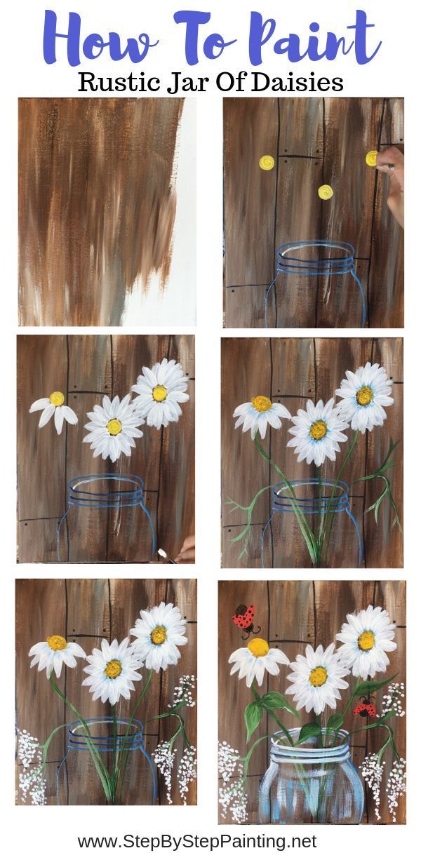 How To Paint Daisy Jar With Faux Wood Background - How To Paint Daisy Jar With Faux Wood Background -   17 beauty Background painting ideas
