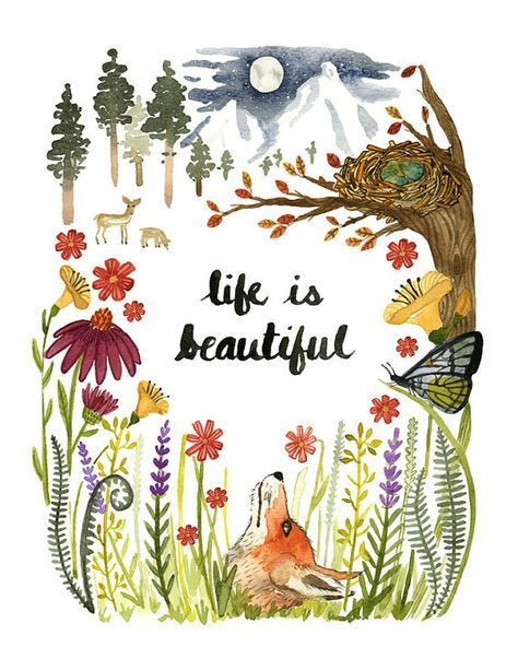 Life Is Beautiful Art Print, Watercolor Wall Art, Adventure, Woods, Nature Art, Country Living, Home decor by Little Truths Studio - Life Is Beautiful Art Print, Watercolor Wall Art, Adventure, Woods, Nature Art, Country Living, Home decor by Little Truths Studio -   17 beauty Life art ideas
