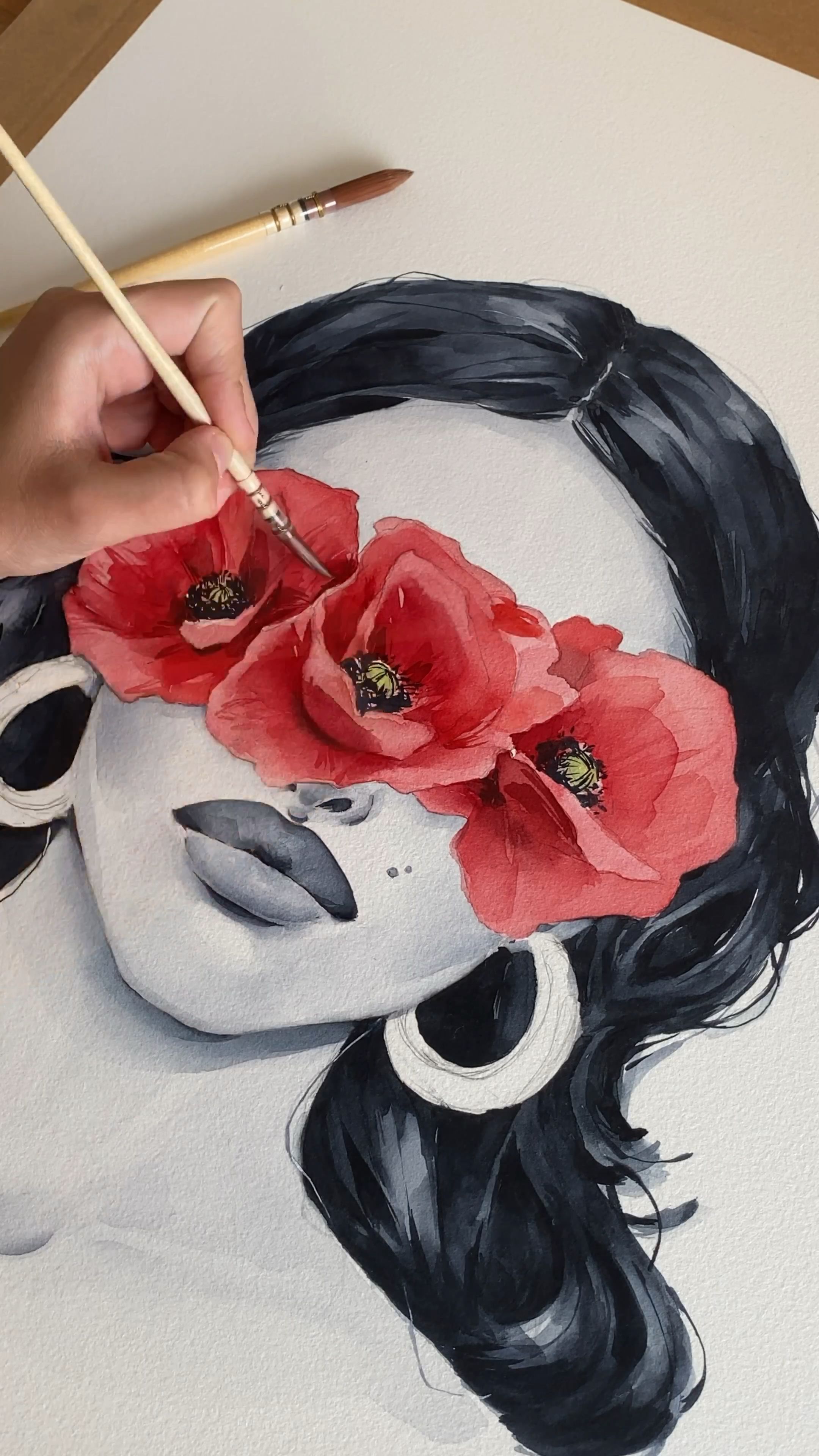 Poppy blindfolded ~ process by Polina Bright - Poppy blindfolded ~ process by Polina Bright -   17 beauty Life art ideas