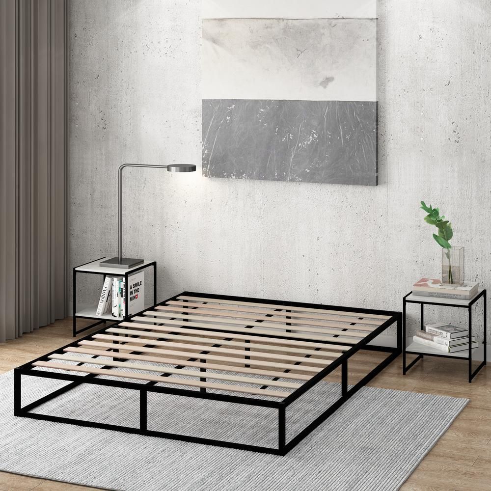 Furinno Monaco Queen Metal Bed Frame Foundation with Wooden Slats FB3003Q - The Home Depot - Furinno Monaco Queen Metal Bed Frame Foundation with Wooden Slats FB3003Q - The Home Depot -   17 diy Bed Frame black ideas
