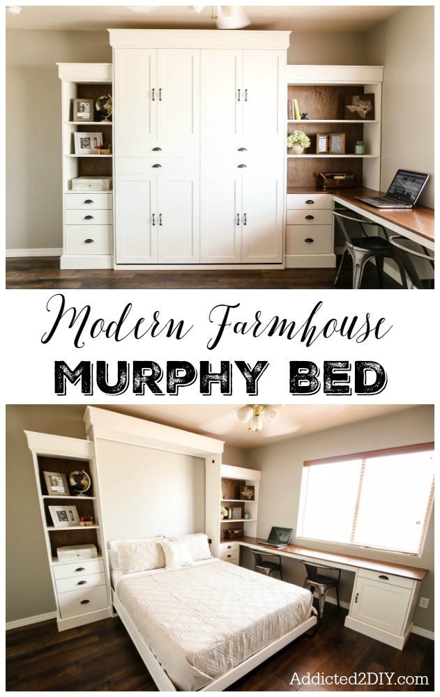 DIY Modern Farmhouse Murphy Bed - How To Build the Bed and Bookcase - DIY Modern Farmhouse Murphy Bed - How To Build the Bed and Bookcase -   17 diy Bedroom bed ideas