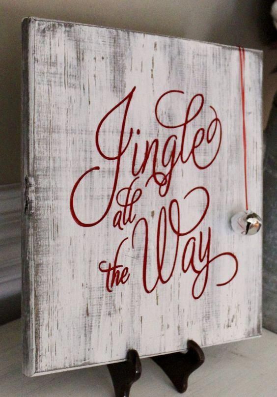 Jingle all the way engraved wood sign with bell for Christmas decoration - Jingle all the way engraved wood sign with bell for Christmas decoration -   17 diy Christmas decoracion ideas