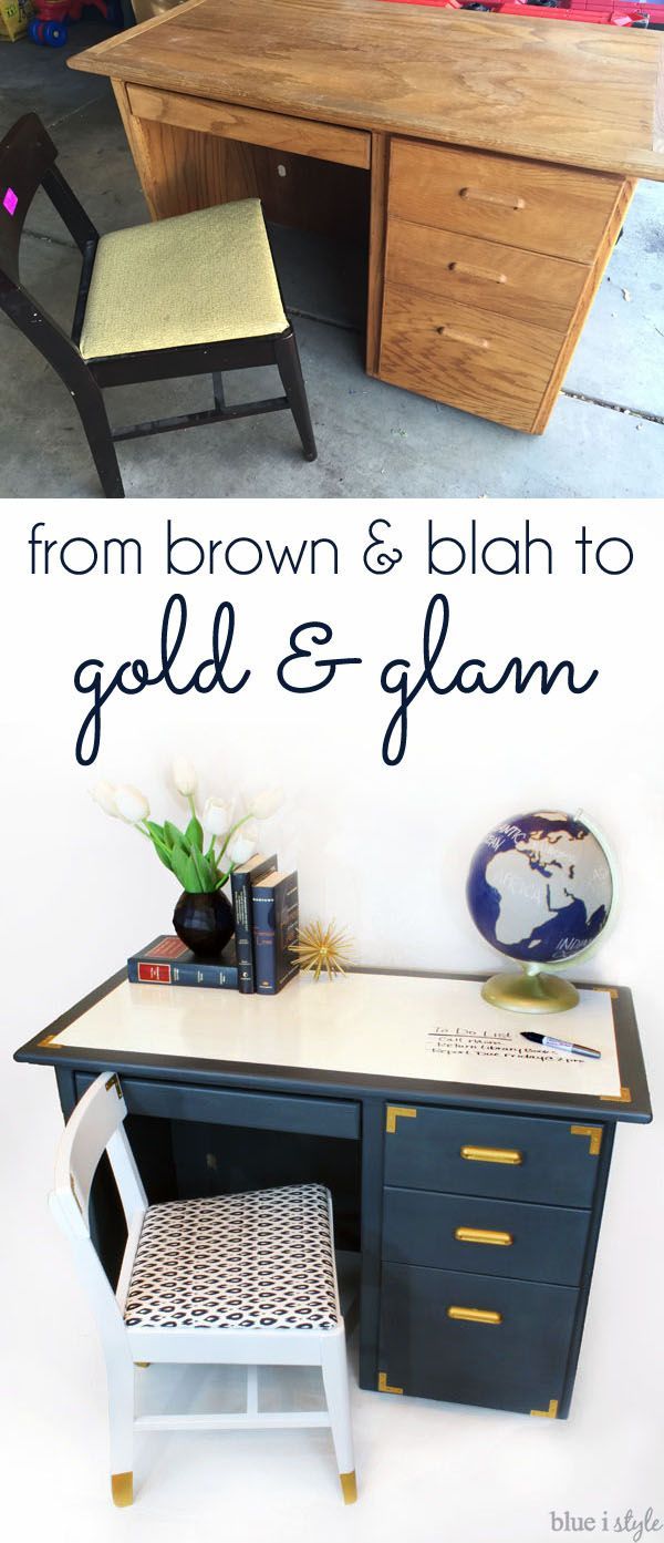 {diy with style} Campaign Style Desk Makeover with a Dry Erase Top - {diy with style} Campaign Style Desk Makeover with a Dry Erase Top -   17 diy Desk paint ideas
