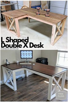 L Shaped Double X Desk - L Shaped Double X Desk -   17 diy Desk paint ideas
