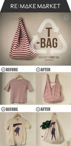 How To Make A No Sew T-Shirt Tote Bag In 10 Minutes - How To Make A No Sew T-Shirt Tote Bag In 10 Minutes -   17 diy Fashion crafts ideas