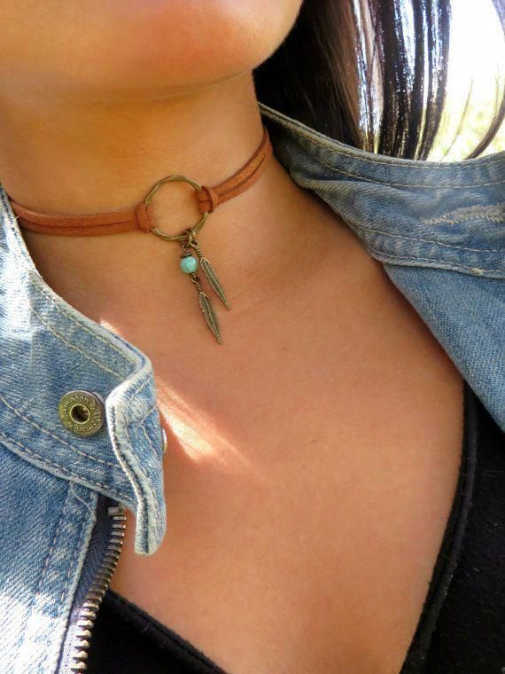Choker Necklace, Suede Choker Necklace, Bohemian Feather Necklace, Native American Jewelry, Ring Choker, Leather Choker, Boho Jewelry - Choker Necklace, Suede Choker Necklace, Bohemian Feather Necklace, Native American Jewelry, Ring Choker, Leather Choker, Boho Jewelry -   17 diy Jewelry choker ideas