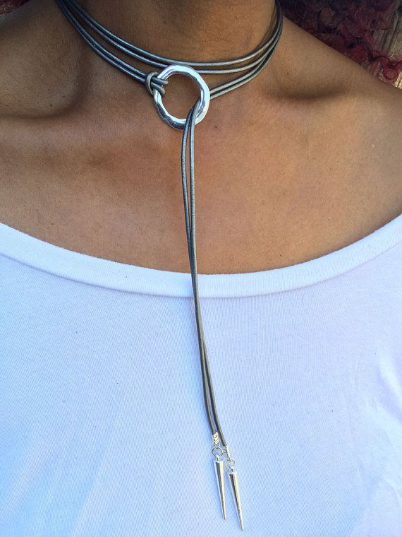 Leather Choker, Choker Necklace, Lariat Necklace, Long Necklace, Boho Choker, Bar Necklace, Boho Jewelry, Gift for Her, Statement Necklace - Leather Choker, Choker Necklace, Lariat Necklace, Long Necklace, Boho Choker, Bar Necklace, Boho Jewelry, Gift for Her, Statement Necklace -   17 diy Jewelry choker ideas