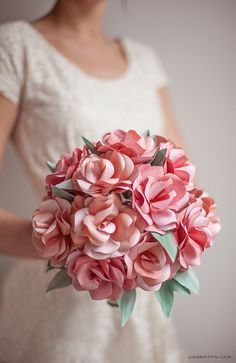 How to Make a Paper Rose Wedding Bouquet - Lia Griffith - How to Make a Paper Rose Wedding Bouquet - Lia Griffith -   17 diy Paper bouquet ideas