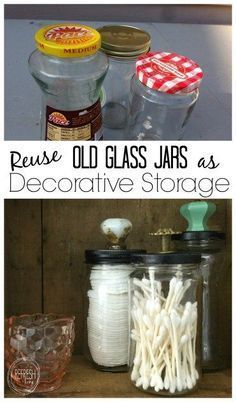Reuse Old Glass Jars for Bathroom Organization - Refresh Living - Reuse Old Glass Jars for Bathroom Organization - Refresh Living -   17 diy Projects for college ideas