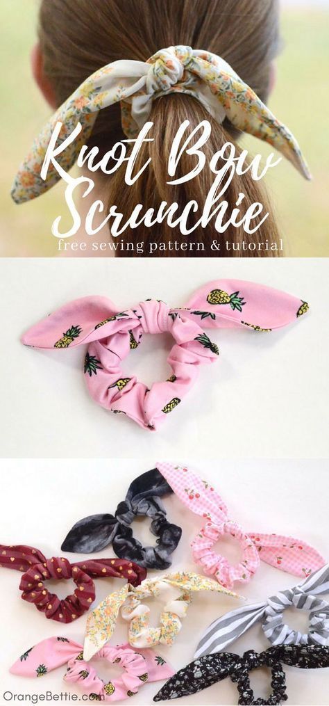Sewing Pattern: Knot bow scrunchie, with pattern - Sewing Pattern: Knot bow scrunchie, with pattern -   17 diy Scrunchie no machine ideas
