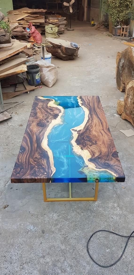Blue river table top with epoxy inlay Senna siamea wood, epoxy table, resin table, coffee table - Blue river table top with epoxy inlay Senna siamea wood, epoxy table, resin table, coffee table -   17 diy Table epoxy ideas