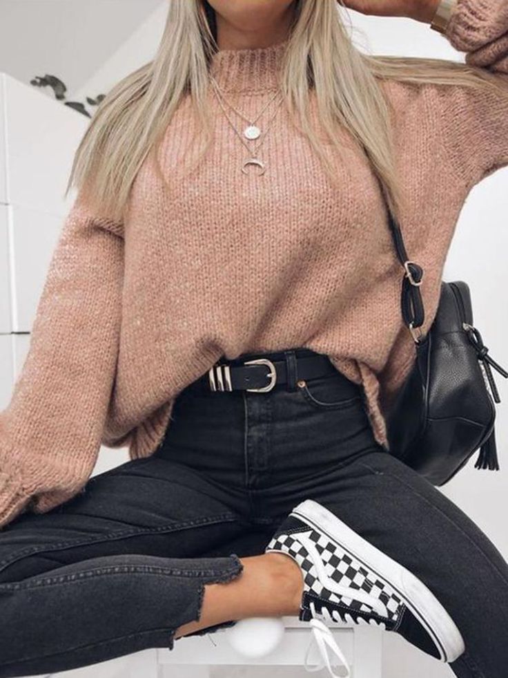 Casual Round Neck Solid Color Sweater - Casual Round Neck Solid Color Sweater -   17 style Winter cute ideas