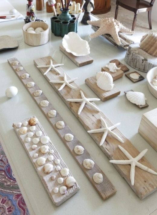 DIY Seashell Wall Art Decor Ideas | Mounting Shells on Wood Planks - DIY Seashell Wall Art Decor Ideas | Mounting Shells on Wood Planks -   18 diy Art decor ideas