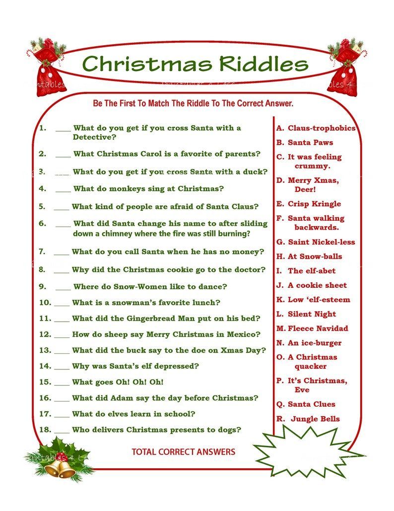 Christmas Riddle Game, DIY Holiday Party Game, Printable Christmas Game, DIY Game For Holiday, Xmas Game Idea, Kid Game - Printables 4 Less - Christmas Riddle Game, DIY Holiday Party Game, Printable Christmas Game, DIY Game For Holiday, Xmas Game Idea, Kid Game - Printables 4 Less -   18 diy Christmas games ideas