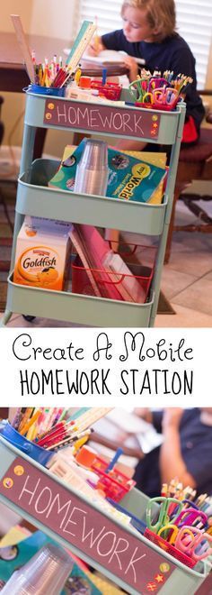 Create a Mobile Homework Station - All My Good Things - Create a Mobile Homework Station - All My Good Things -   18 diy School Supplies homework station ideas