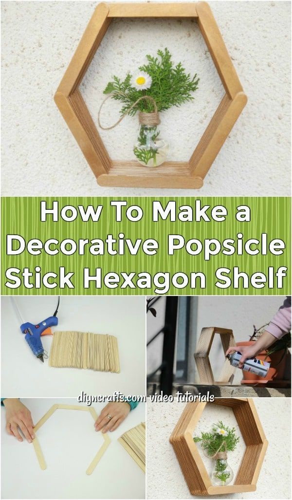 How To Make a Decorative Popsicle Stick Hexagon Shelf - How To Make a Decorative Popsicle Stick Hexagon Shelf -   18 diy Shelves popsicle sticks ideas