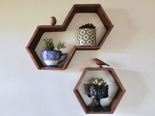Hexagon Honeycomb Shelves Made With Popsicle Sticks Tutorial | eHow.com - Hexagon Honeycomb Shelves Made With Popsicle Sticks Tutorial | eHow.com -   18 diy Shelves popsicle sticks ideas