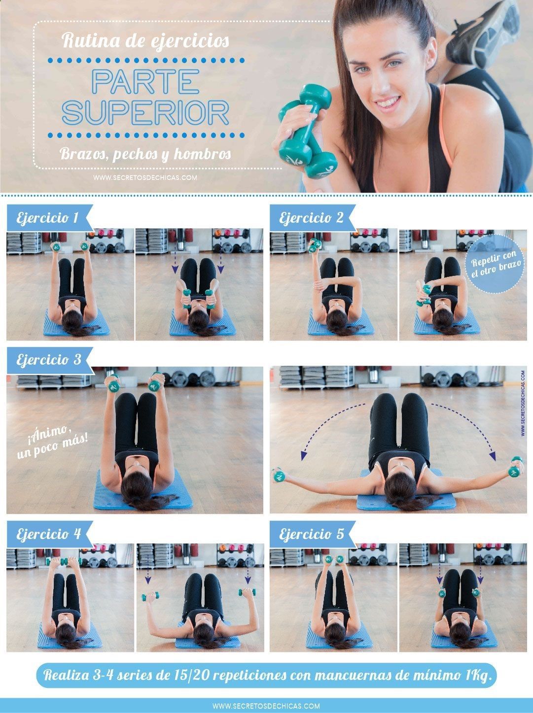 Rutina de ejercicios para la parte superior: brazos, pecho y hombros - Rutina de ejercicios para la parte superior: brazos, pecho y hombros -   18 fitness Mujer brazos ideas