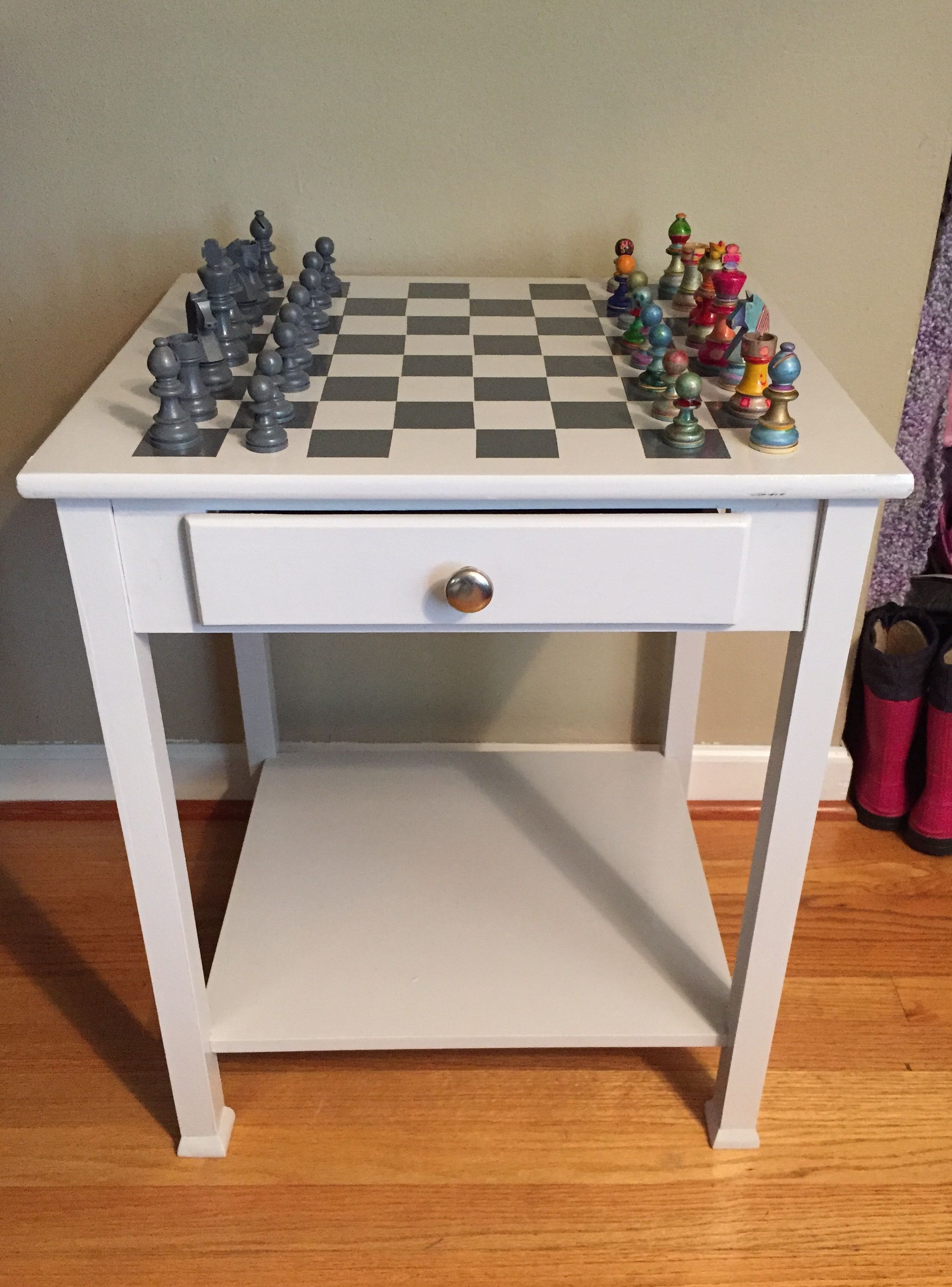 A thrift store table is turned into a creative Children's chess table   The Salvaged Boutique - A thrift store table is turned into a creative Children's chess table   The Salvaged Boutique -   18 thrift store diy Furniture ideas