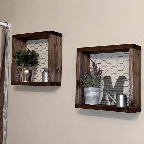 Farmhouse Style Shelves, Set of two Chicken Wire Shelves, Gallery Wall Decor, Bathroom Wall Decor - Farmhouse Style Shelves, Set of two Chicken Wire Shelves, Gallery Wall Decor, Bathroom Wall Decor -   19 diy Home Decor pictures ideas