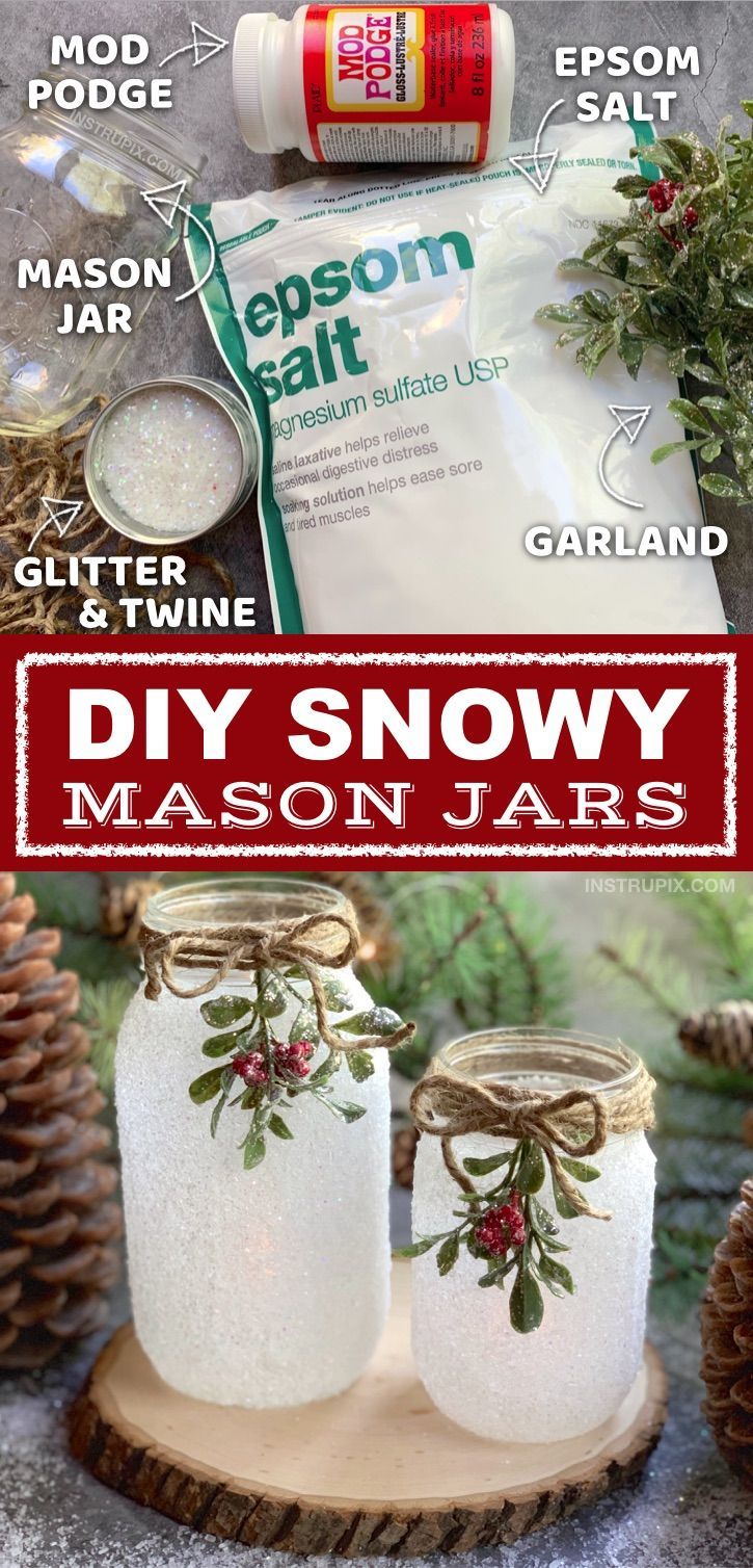 DIY Christmas Craft: Snowy Mason Jar Tea Light Holders - DIY Christmas Craft: Snowy Mason Jar Tea Light Holders -   10 diy Christmas Decorations for party ideas