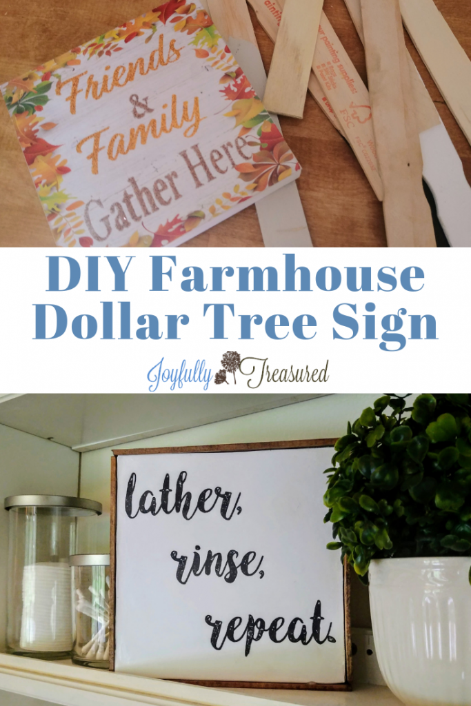 DIY Dollar Tree Decor Craft, $1 Farmhouse Bathroom Sign - Joyfully Treasured - DIY Dollar Tree Decor Craft, $1 Farmhouse Bathroom Sign - Joyfully Treasured -   11 diy Dollar Tree sign ideas