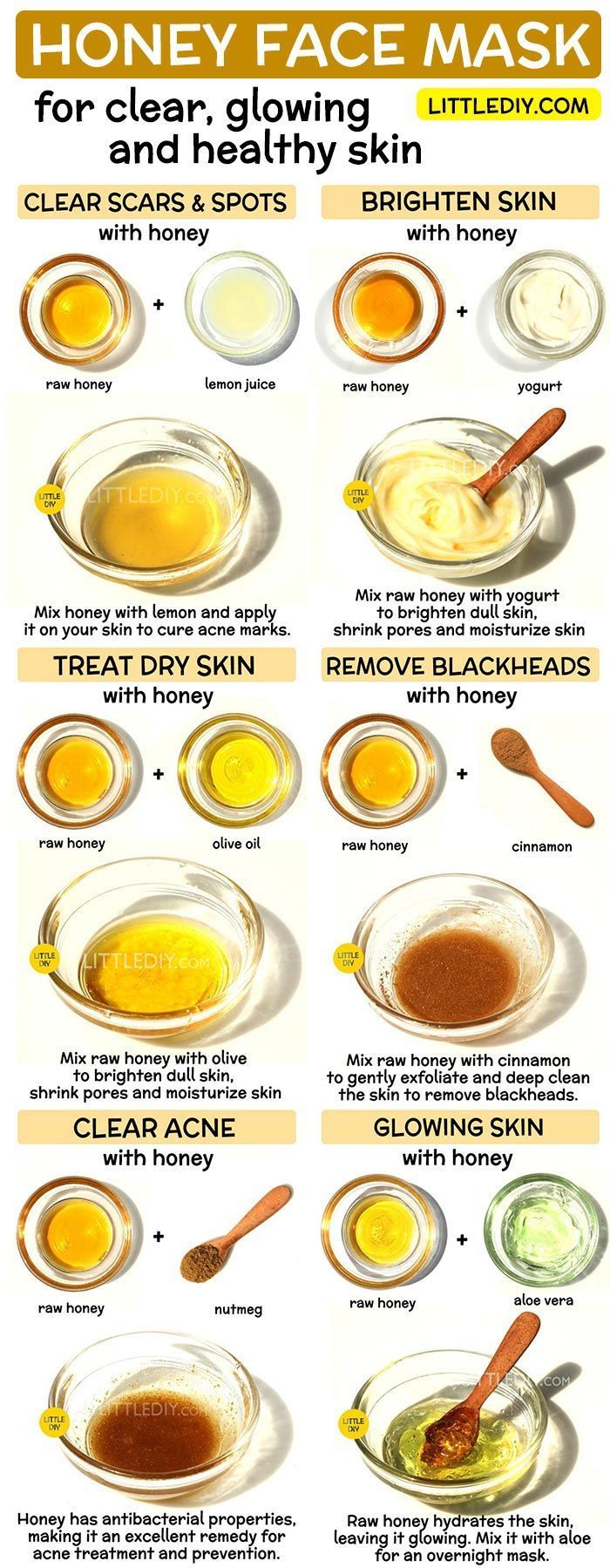 HONEY FACE MASKS for clear, bright and glowing skin - LITTLE DIY - HONEY FACE MASKS for clear, bright and glowing skin - LITTLE DIY -   diy Face Mask honey