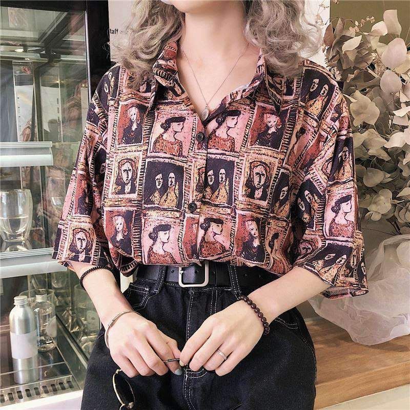 VINTAGE CHARACTER PRINTED SHIRT - VINTAGE CHARACTER PRINTED SHIRT -   11 style Aesthetic retro ideas