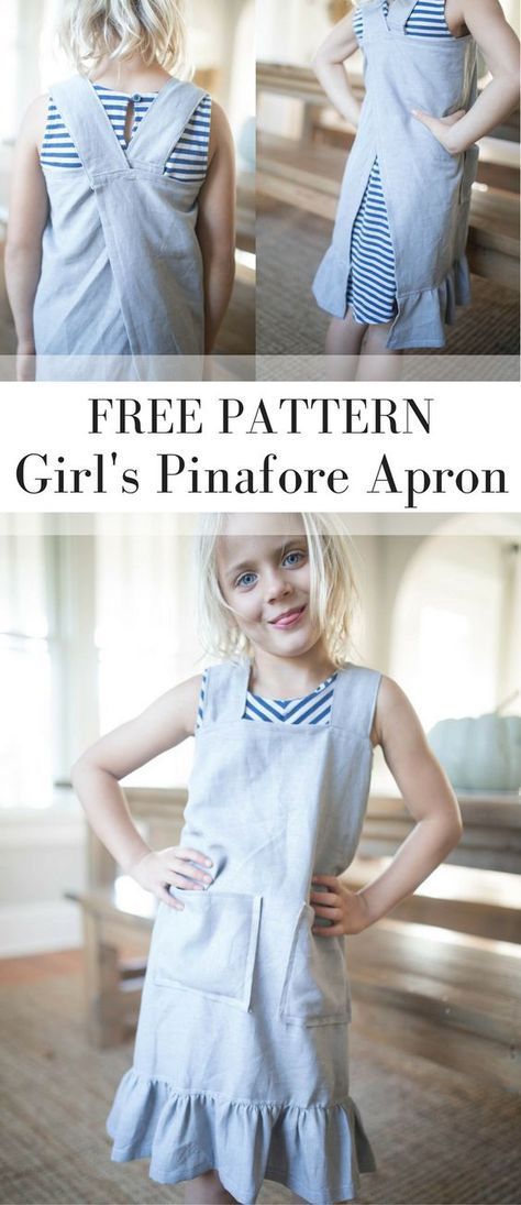 DIY Pinafore Apron for Girls Free Pattern - DIY Pinafore Apron for Girls Free Pattern -   12 diy Kids apron ideas