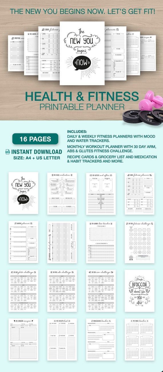 SALE Health & Fitness Planner Weight Loss Tracker Printable Journal Daily Exercise Diary Gym Instant Download Recipe Cards and Grocery List - SALE Health & Fitness Planner Weight Loss Tracker Printable Journal Daily Exercise Diary Gym Instant Download Recipe Cards and Grocery List -   12 fitness Planner download ideas