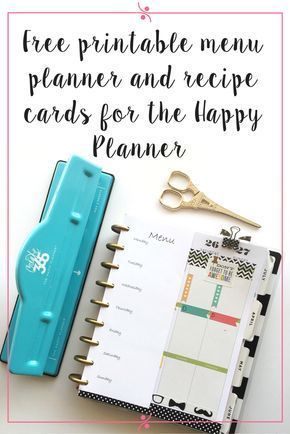 Menu planner and recipe cards printable for the Happy Planner - Menu planner and recipe cards printable for the Happy Planner -   12 fitness Planner mambi ideas