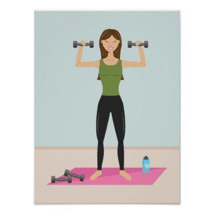 Fit Girl Working Out Lifting Weights Illustration Poster | Zazzle.com - Fit Girl Working Out Lifting Weights Illustration Poster | Zazzle.com -   13 fitness Illustration girl ideas