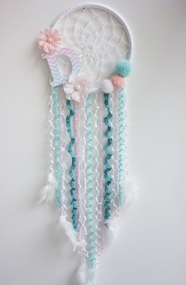 Baby Girl Dream Catcher Wall Hanging, Personalized Baby Gifts For Girl, Crochet Dreamcatcher, Pink Mint Decor Baby Shower Decorations Girl - Baby Girl Dream Catcher Wall Hanging, Personalized Baby Gifts For Girl, Crochet Dreamcatcher, Pink Mint Decor Baby Shower Decorations Girl -   14 diy Dream Catcher unicorn ideas