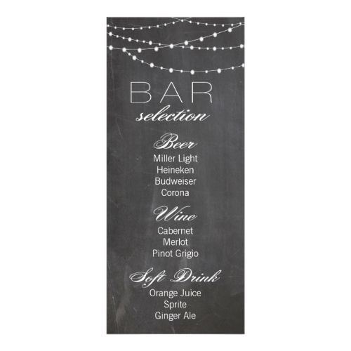 Chalkboard and string lights Wedding Bar Menu | Zazzle.com - Chalkboard and string lights Wedding Bar Menu | Zazzle.com -   15 beauty Bar menu ideas