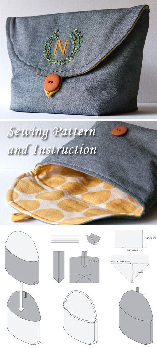 Clutch Sewing Pattern and Instruction - Clutch Sewing Pattern and Instruction -   15 diy Bag pattern ideas