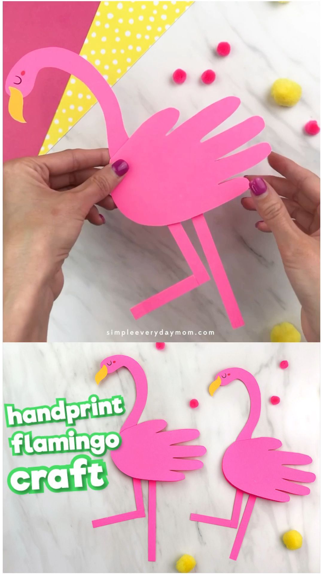 Handprint Flamingo Craft For Kids - Handprint Flamingo Craft For Kids -   15 diy Easy summer ideas
