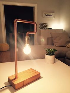 Copper pipe table lamp - Copper pipe table lamp -   15 diy Lamp table ideas