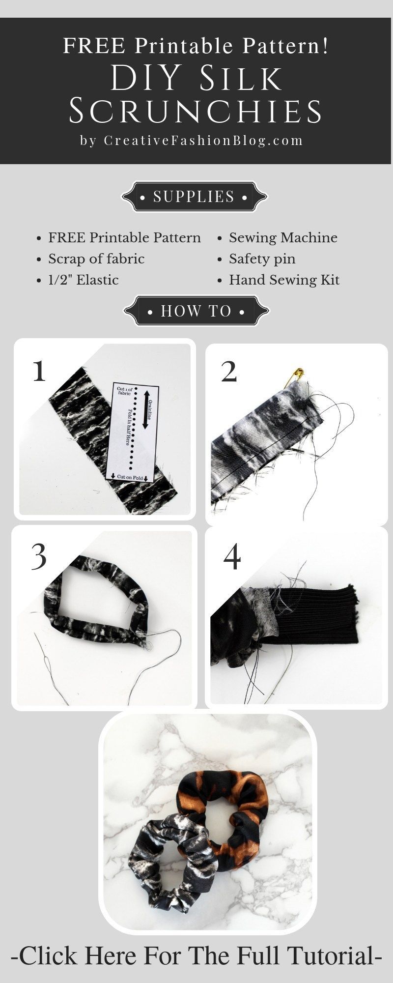 Easy DIY Scrunchie w/ FREE Printable Pattern - Creative Fashion Blog - Easy DIY Scrunchie w/ FREE Printable Pattern - Creative Fashion Blog -   15 diy Scrunchie step by step ideas