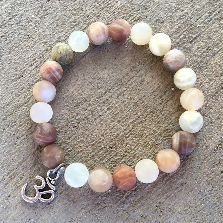 Independence and Peace, Matte Sunstone Mala Bracelet with Om Charm - Independence and Peace, Matte Sunstone Mala Bracelet with Om Charm -   16 diy Bracelets with charms ideas