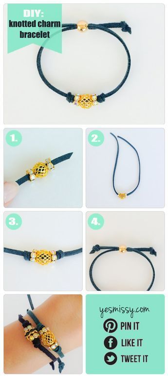 DIY Bracelets - Knotted Charm Bracelet - DIY Bracelets - Knotted Charm Bracelet -   16 diy Bracelets with charms ideas
