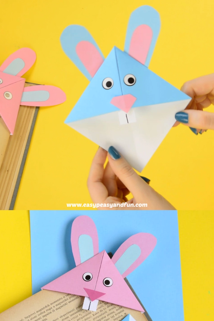 Easter Bunny Corner Bookmark – DIY Origami for Kids - Easter Bunny Corner Bookmark – DIY Origami for Kids -   16 diy Kids basteln ideas